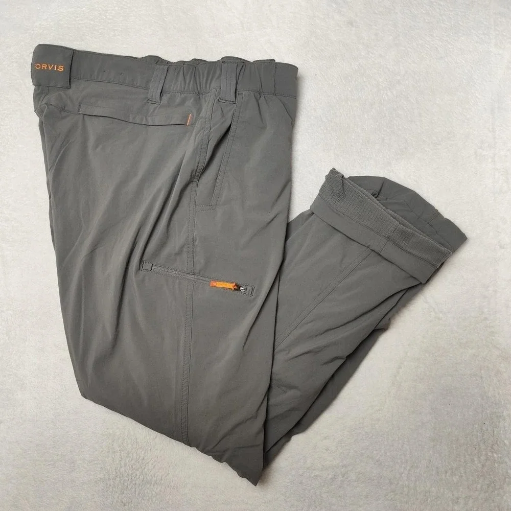 Orvis Pants Mens XL 38x32 Gray Fleece Lined Outdoor Hiking Travel Winter Work‎